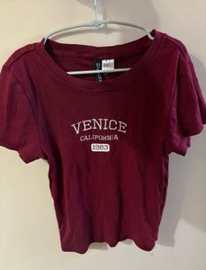 brown + red top combo