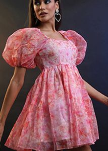 Tokyo Talkies Pink Floral Puff Sleeve Mini Dress