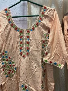 Beautiful Peach Kurta Set with Embroidery