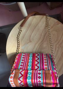 Textured Printed Fabric Block Bag Stylish