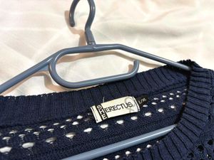 🎁Navy Blue Crocheted Sweater R