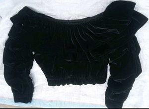 Black Velvet Off-Shoulder Top