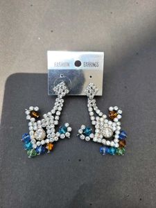 Sparkling Dangle Earrings with Colorful Gems
