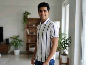 Men's Striped Short Sleeve Shirt