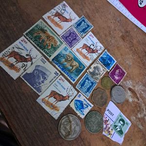 Assorted vintage collectibles : coins &amp; stamps