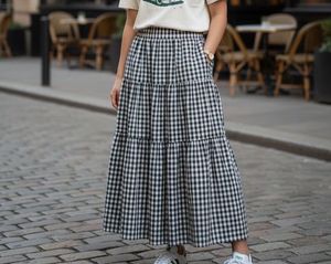 Gingham Tiered Maxi Skirt