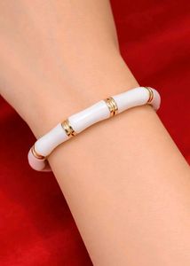 Elegant White & Gold Bamboo Style Bracelet