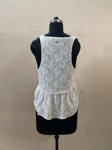 White Lace Peplum Tank Top
