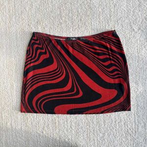 Y2K Swirl Print Mini Skirt