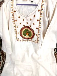 Embroidered White Kurta