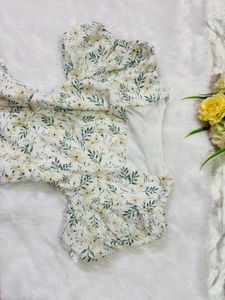 Floral Print Puff Sleeve Midi Dress