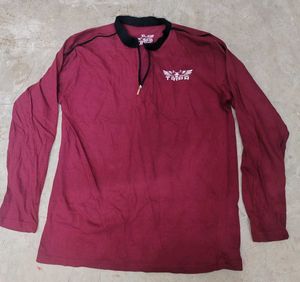 Men's Burgundy Long Sleeve Polo T-Shirt