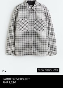 H&amp;M Gray/white checked padded overshirt ( new )