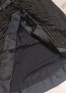 Black Shimmer Party Top With Golden Stripes