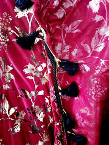 Golden Floral Print Maroon Saree