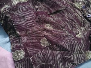 Maroon Brocade Blouse with Gold Motifs