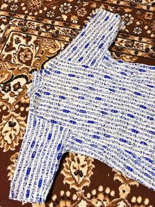 Blue &amp; White Printed Kurta