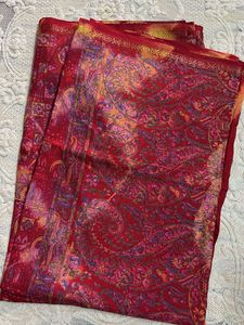 Red Paisley Print Saree