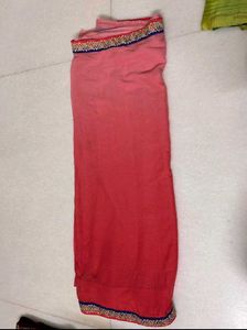 Pink Coral Saree with Royal Blue &amp; Gold Border