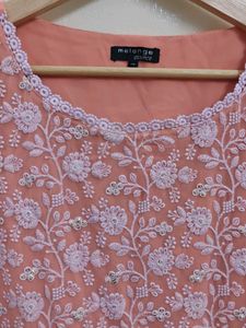 Melange Peach Embroidered Kurta