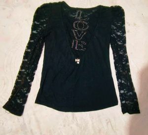 Very Beautiful Puff Net Sleeve Top