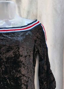 Crushed Velvet Off-Shoulder Dress