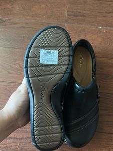 Clarks Black Leather Zip Shoes