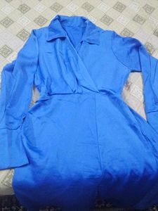Chic Royal Blue Wrap Dress
