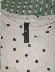 RIO cute striped Dungaree with Polka Dot Top