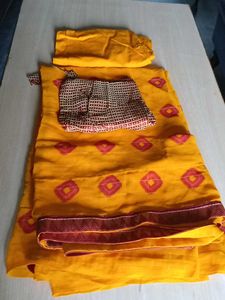Mustard Yellow Chiffon Saree With Blouse