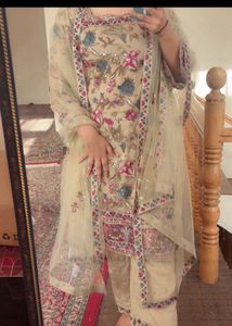 Pakistani Suit with extra embroidery done