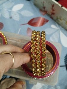 Rajwadi Red And Golden.Side Bangles