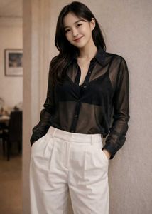 Sheer shimmer Black shirt