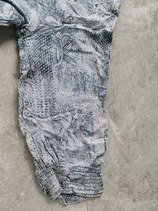 Blue &amp; White Printed Kurta
