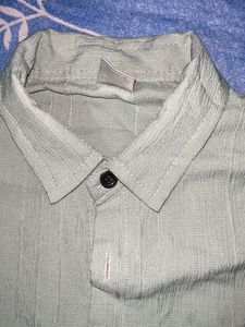 Light Green Striped Short Sleeve Shirt
