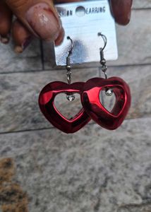 Sparkling Red Heart Earrings