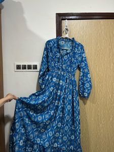 Women Blue Floral Printed Fit &amp; Flare Dress