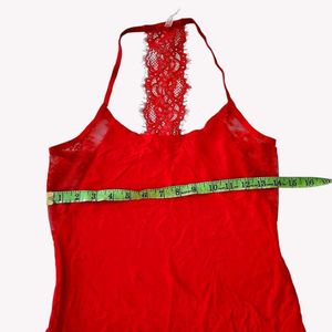Red Lace Trimmed Sleepwear Set