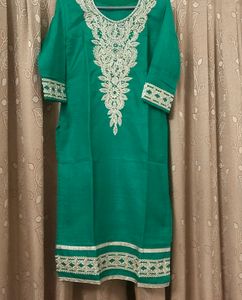 Boutique Emerald Green Embroidered Kurti