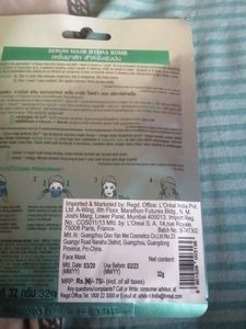 Garnier serum sheet mask, 2 different varietie... charcoal and hydra bomb