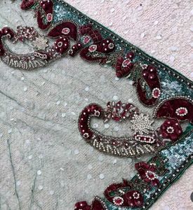 stunning net saree with velvet blouse