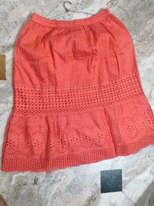 Orange Button-Up middi Skirt