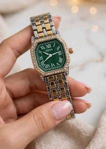 Fossil Gold Watch with Crystal Accents