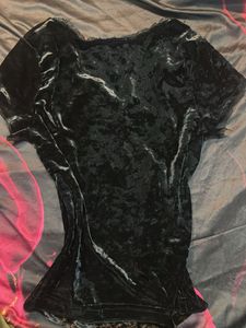 Black Velvet Short Sleeve Top