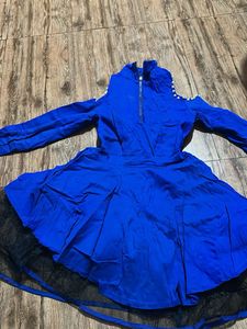 Blue Cold Shoulder Dress