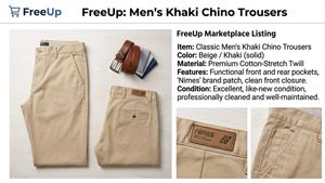Men's Classic Khaki Chino Trousers