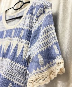Boho Blue Print Top