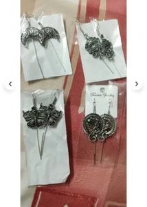 Exquisite Oxidised Silver Earring Set (4 Pairs)