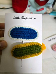 Handmade Crochet Hair Clips Set