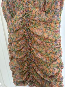 ZARA Ruched Floral Chiffon Mini Dress – Size M